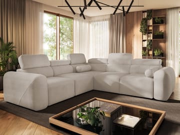 Clement 5-sits Hörnbäddsoffa Vänstervänd - beige - Möbler - Soffa - Bäddsoffa - Hörnbäddsoffa