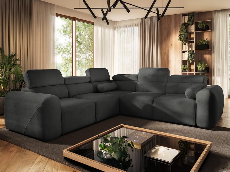 Clement 5-sits Hörnbäddsoffa Vänstervänd - svart - Möbler - Soffa - Bäddsoffa - Hörnbäddsoffa