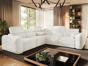Clement 5-sits Hörnbäddsoffa Vänstervänd - vit - Möbler - Soffa - Bäddsoffa - Hörnbäddsoffa