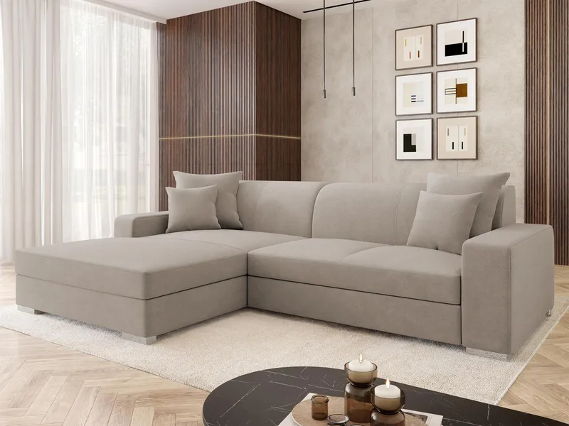 Corvik 3-sits Bäddsoffa med divan och förvaring - beige - Möbler - Soffa - Bäddsoffa - Hörnbäddsoffa