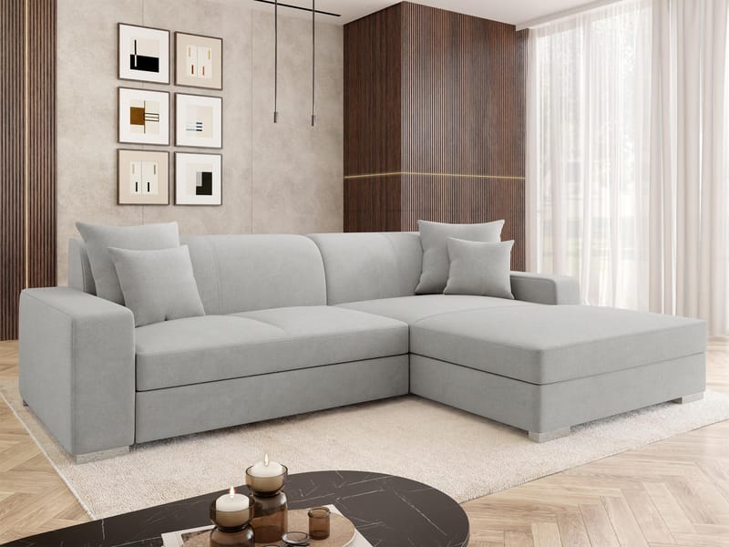 Corvik 3-sits Bäddsoffa med divan och förvaring - grå - Möbler - Soffa - Bäddsoffa - Hörnbäddsoffa