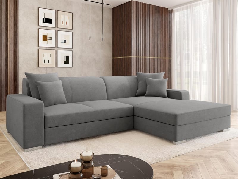 Corvik 3-sits Bäddsoffa med divan och förvaring - grå - Möbler - Soffa - Bäddsoffa - Hörnbäddsoffa