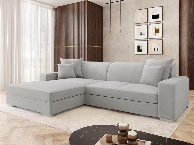 Corvik 3-sits Bäddsoffa med divan och förvaring - grå - Möbler - Soffa - Bäddsoffa - Hörnbäddsoffa