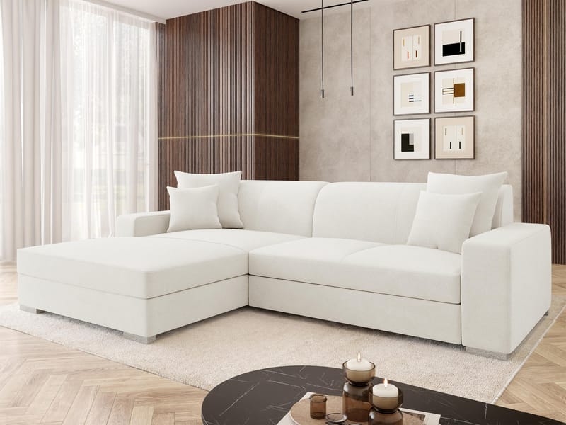 Corvik 3-sits Bäddsoffa med divan och förvaring - vit - Möbler - Soffa - Bäddsoffa - Hörnbäddsoffa
