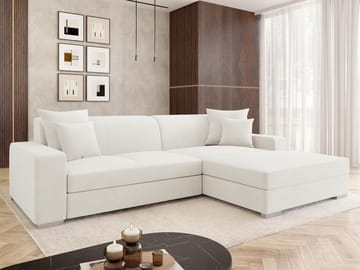 Corvik 3-sits Bäddsoffa med divan och förvaring - vit - Möbler - Soffa - Bäddsoffa - Hörnbäddsoffa