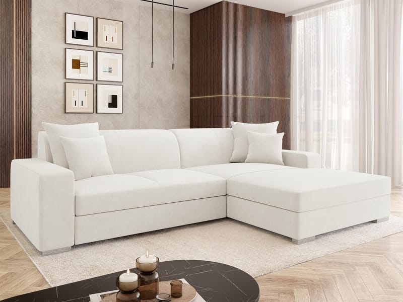 Corvik 3-sits Bäddsoffa med divan och förvaring - vit - Möbler - Soffa - Bäddsoffa - Hörnbäddsoffa