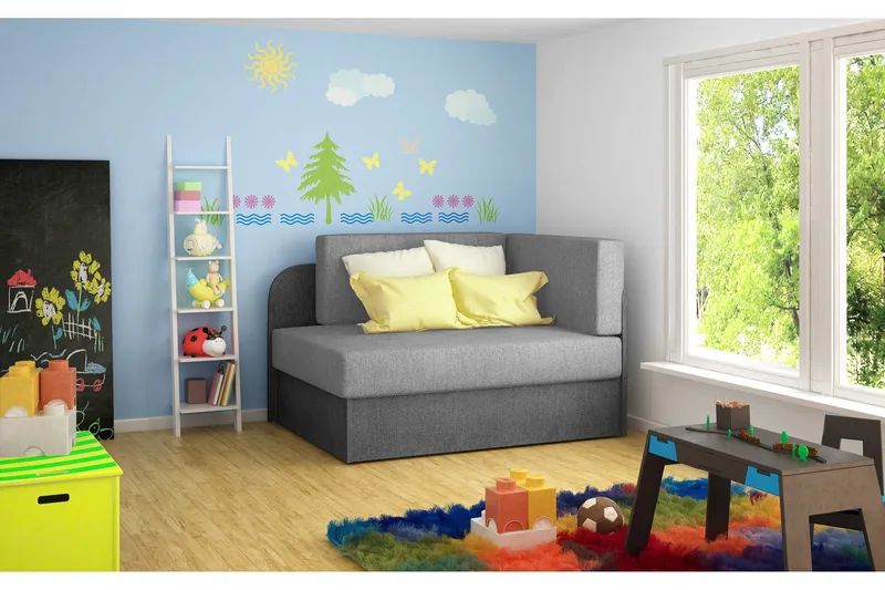 Crenviz 1-sits Kompakt Längsbäddad Bäddsoffa 73x166 cm i Tyg, Grå