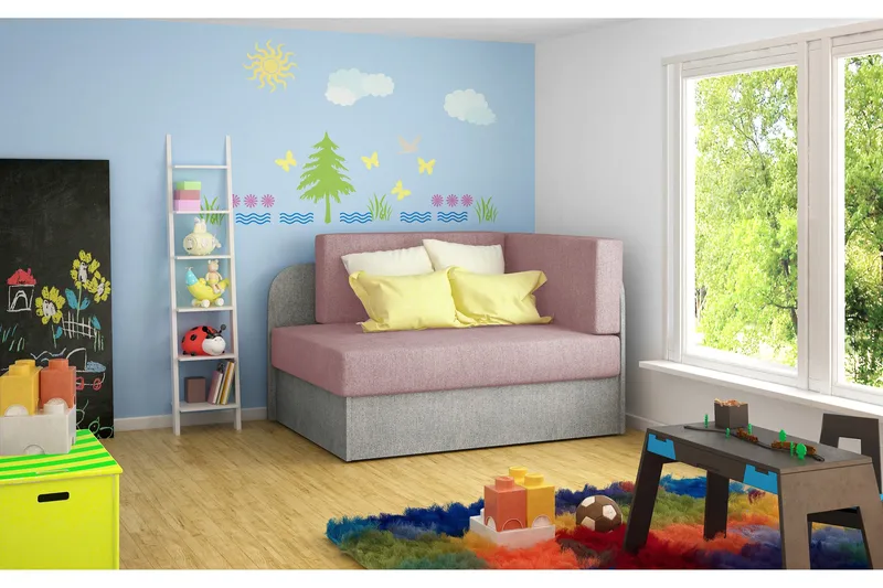 Crenviz Bäddsoffa, Rosa/Grå