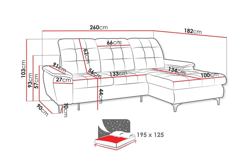 Crystalina Bäddsoffa med Divan 3-sits - Beige - Möbler - Soffa - Bäddsoffa - Bäddsoffa divan