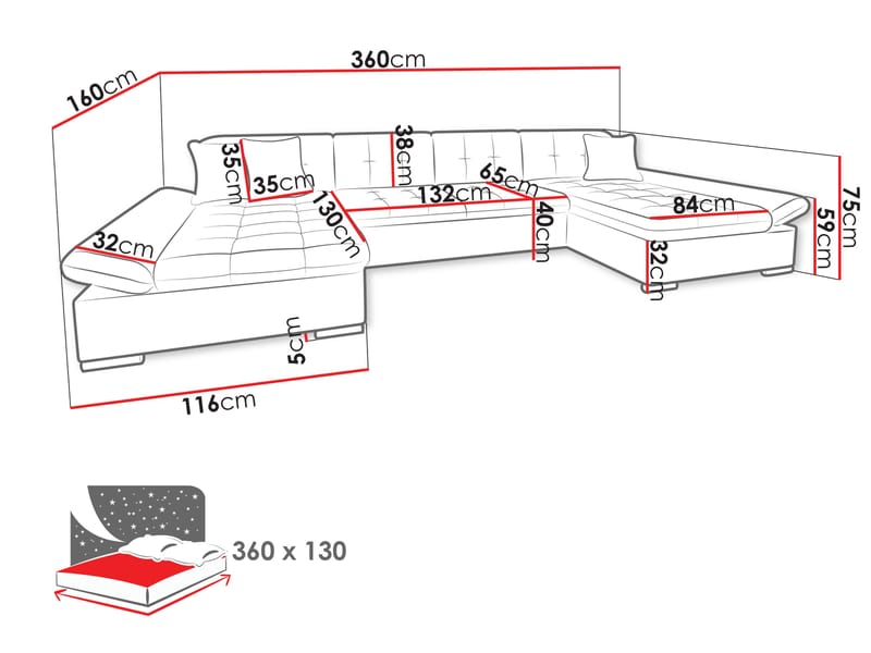 Dewitt 5-sits U-Bäddsoffa med förvaring - Möbler - Soffa - Bäddsoffa - Hörnbäddsoffa