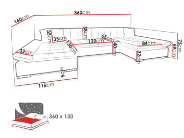Dewitt Bäddsoffa Dubbeldivan 5-sits - Brun - Möbler - Soffa - Bäddsoffa - U bäddsoffa