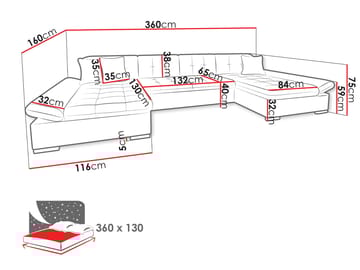 Dewitt Bäddsoffa Dubbeldivan 5-sits - Brun - Möbler - Soffa - Bäddsoffa - U bäddsoffa