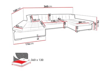 Dewitt Bäddsoffa Dubbeldivan 5-sits - Marinblå - Möbler - Soffa - Bäddsoffa - U bäddsoffa