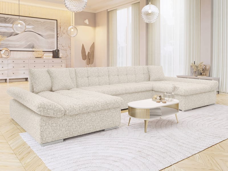 Dewitt U-formad 5-sits Bäddsoffa med förvaring - beige - Möbler - Soffa - Bäddsoffa - Hörnbäddsoffa