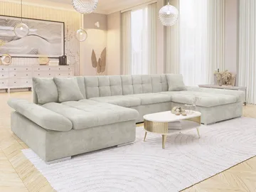 Dewitt U-formad 5-sits Bäddsoffa med förvaring - beige - Möbler - Soffa - Bäddsoffa - Hörnbäddsoffa