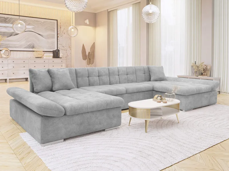 Dewitt U-formad 5-sits Bäddsoffa med förvaring - ljusgrå - Möbler - Soffa - Bäddsoffa - Hörnbäddsoffa
