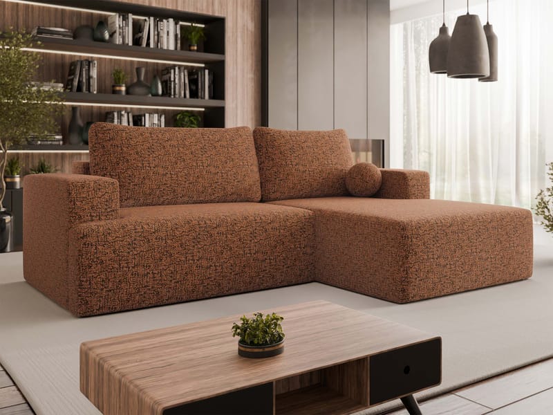 Deylor 3-sits Bäddsoffa med divan - brun - Möbler - Soffa - Bäddsoffa - Hörnbäddsoffa