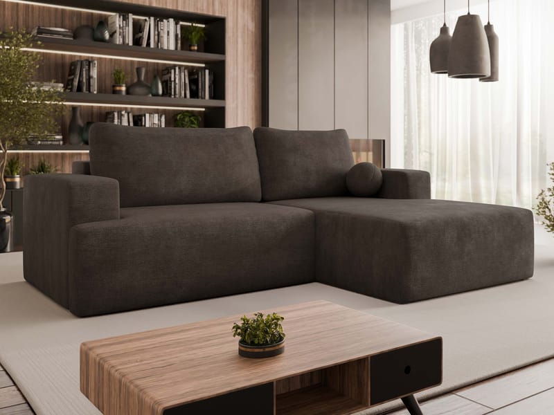 Deylor 3-sits Bäddsoffa med divan - brun - Möbler - Soffa - Bäddsoffa - Hörnbäddsoffa