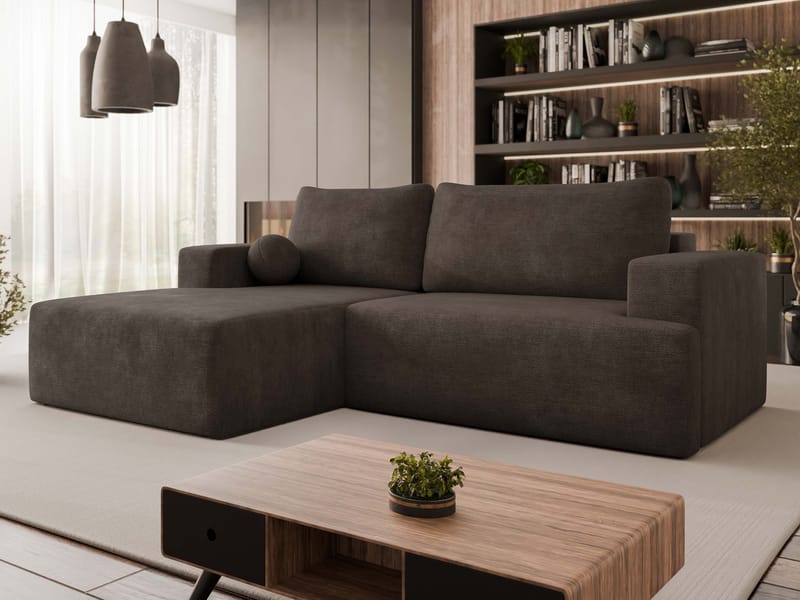 Deylor 3-sits Bäddsoffa med divan - brun - Möbler - Soffa - Bäddsoffa - Hörnbäddsoffa