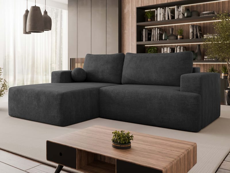 Deylor 3-sits Bäddsoffa med divan - svart - Möbler - Soffa - Bäddsoffa - Hörnbäddsoffa