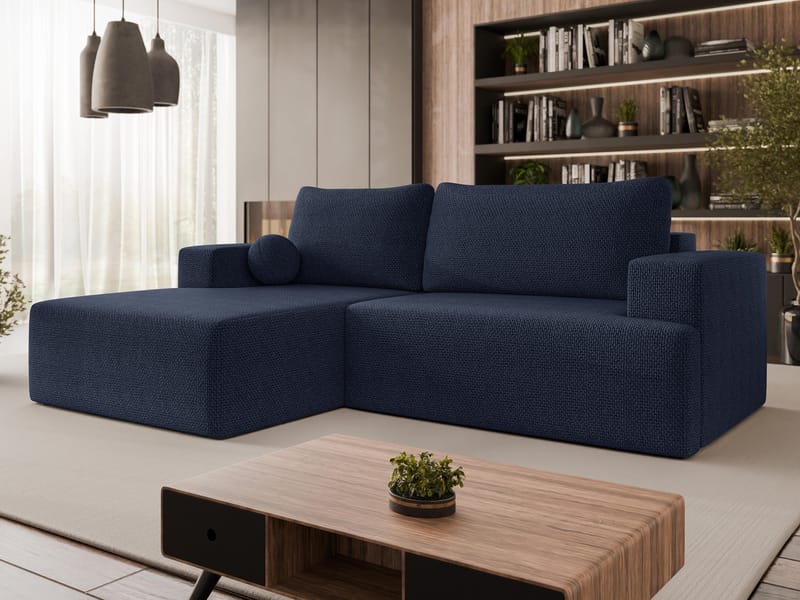 Deylor Bäddsoffa med Divan 3-sits - Blå - Möbler - Soffa - Bäddsoffa - Bäddsoffa divan