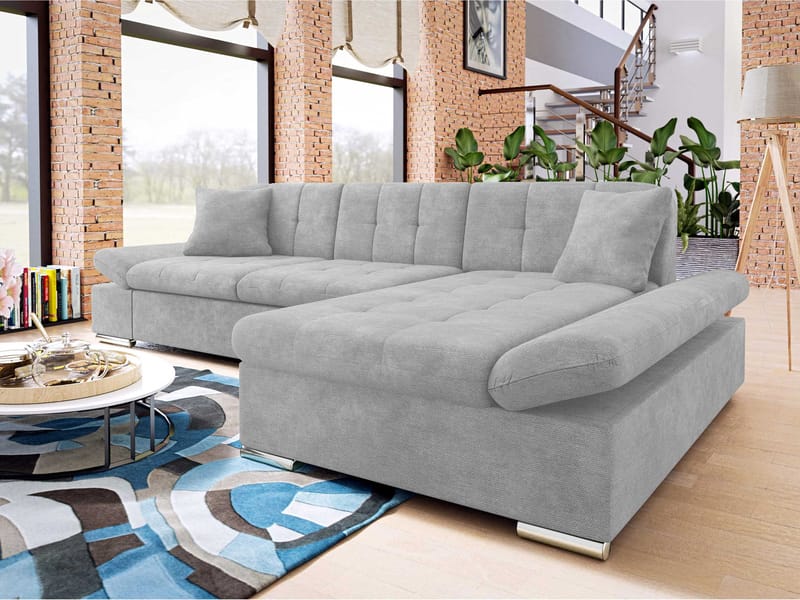 Djerra 3-sits Bäddsoffa divan höger med förvaring - Grå - Möbler - Soffa - Bäddsoffa - Bäddsoffa divan