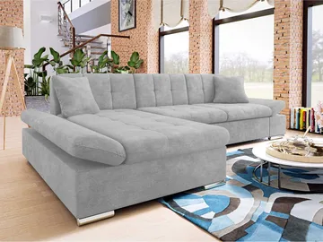 Djerra 3-sits Bäddsoffa divan vänster med förvaring - Grå - Möbler - Soffa - Bäddsoffa - Hörnbäddsoffa