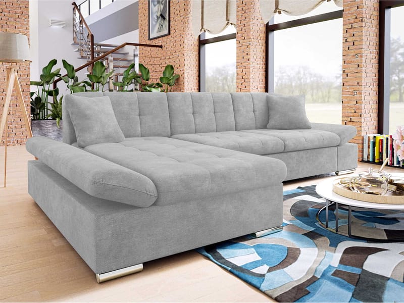 Djerra 3-sits Bäddsoffa divan vänster med förvaring - Grå - Möbler - Soffa - Bäddsoffa - Hörnbäddsoffa