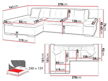 Djerra 3-sits Bäddsoffa med divan och förvaring - Möbler - Soffa - Bäddsoffa - Hörnbäddsoffa