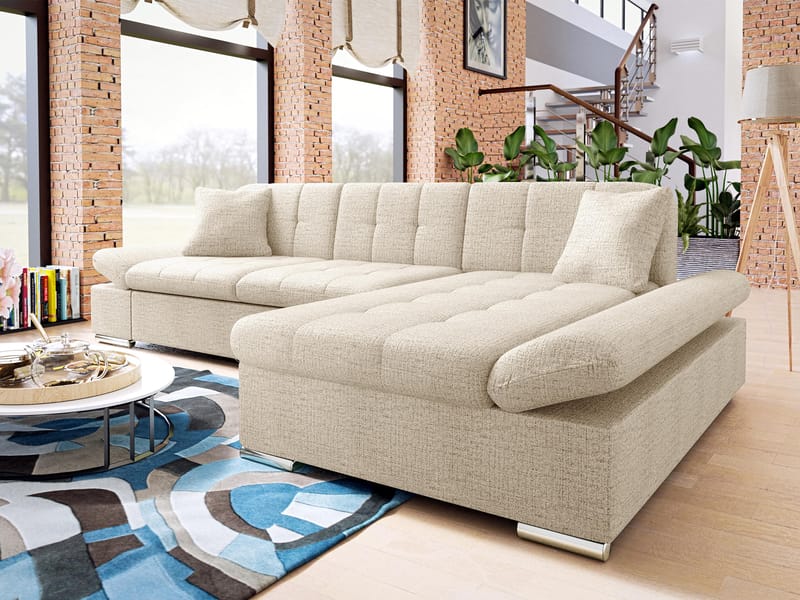 Djerra 4-sits Bäddsoffa med Schsälong Höger - Ljusbeige - Möbler - Soffa - Bäddsoffa - Hörnbäddsoffa