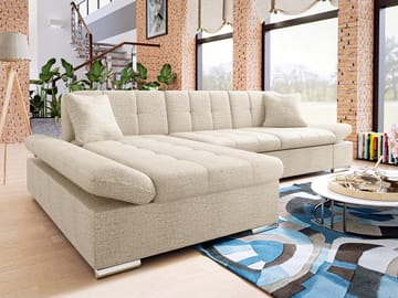 Djerra 4-sits Bäddsoffa med Schsälong Vänster - Ljusbeige - Möbler - Soffa - Bäddsoffa - Hörnbäddsoffa
