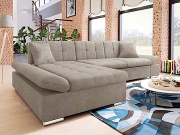 Djerra 4-sits Bäddsoffa med Schsälong Vänster - Mörkbeige - Möbler - Soffa - Bäddsoffa - Hörnbäddsoffa