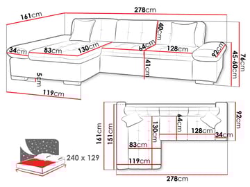 Djerra 4-sits Divansoffa Vänster - Möbler - Soffa - Bäddsoffa - Hörnbäddsoffa