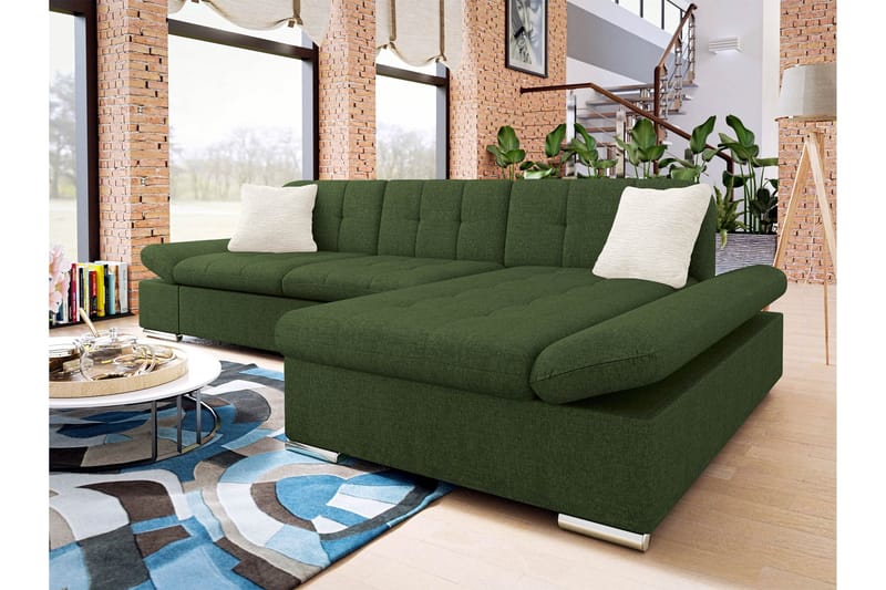 Djerra Bäddsoffa med Divan 3-sits - Grön - Möbler - Soffa - Bäddsoffa - Bäddsoffa divan