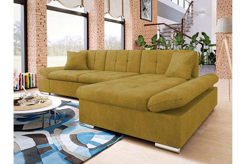 Djerra Bäddsoffa med Divan 3-sits - Gul - Möbler - Soffa - Bäddsoffa - Bäddsoffa divan