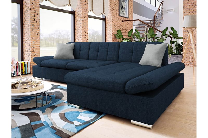 Djerra Bäddsoffa med Divan 3-sits - Marinblå - Möbler - Soffa - Bäddsoffa - Bäddsoffa divan