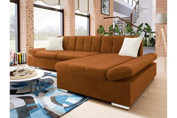 Djerra Bäddsoffa med Divan 3-sits - Orange - Möbler - Soffa - Bäddsoffa - Bäddsoffa divan