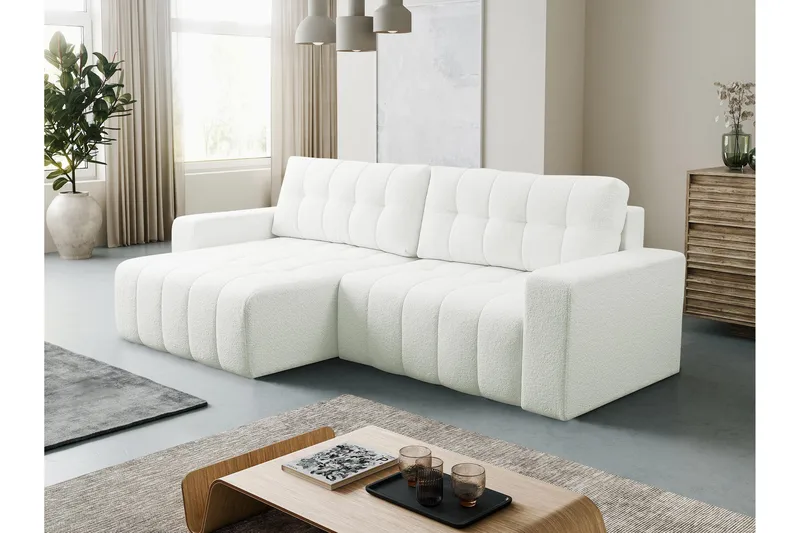 Doryn Bäddsoffa med Divan 3-sits - Vit - Möbler - Soffa - Bäddsoffa - Bäddsoffa divan