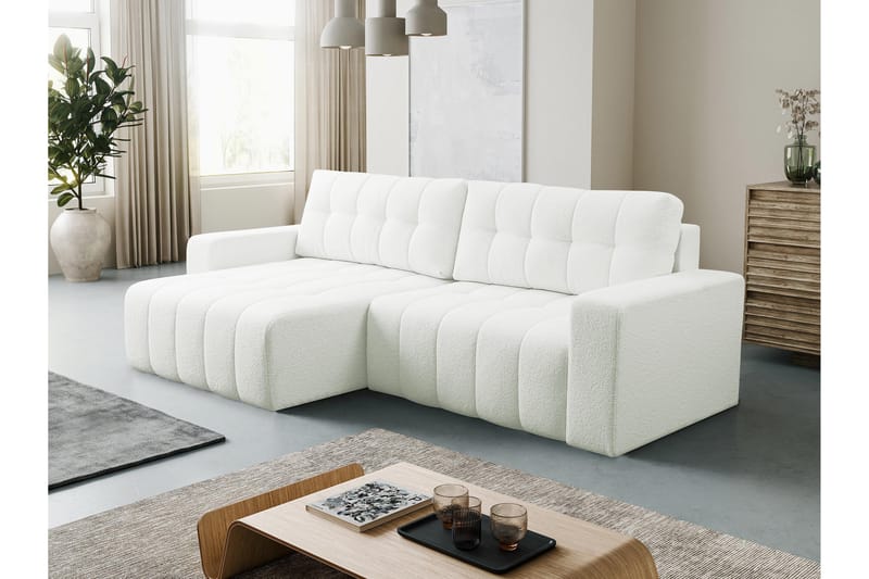 Doryn Bäddsoffa med Divan 3-sits - Vit - Möbler - Soffa - Bäddsoffa - Bäddsoffa divan