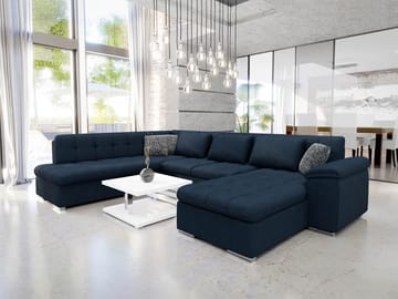 Dynir 5-sits Vänstervänd U-formad Bäddsoffa 125x290 cm med Förvaring i Tyg - Midnattsblå - Möbler - Soffa - Bäddsoffa - Bäddsoffa divan