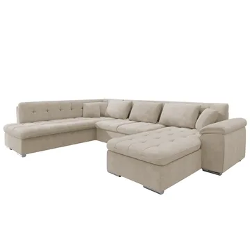 Dynir 6-sits Vänstervänd Bäddsoffa 125x290 cm med Förvaring i Tyg - Beige - Möbler - Soffa - Bäddsoffa - Hörnbäddsoffa