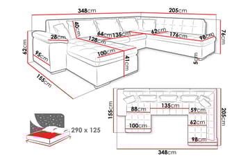 Dynir Bäddsoffa m. Divan och Schäslong 4-sits - Grön - Möbler - Soffa - Bäddsoffa - Bäddsoffa divan