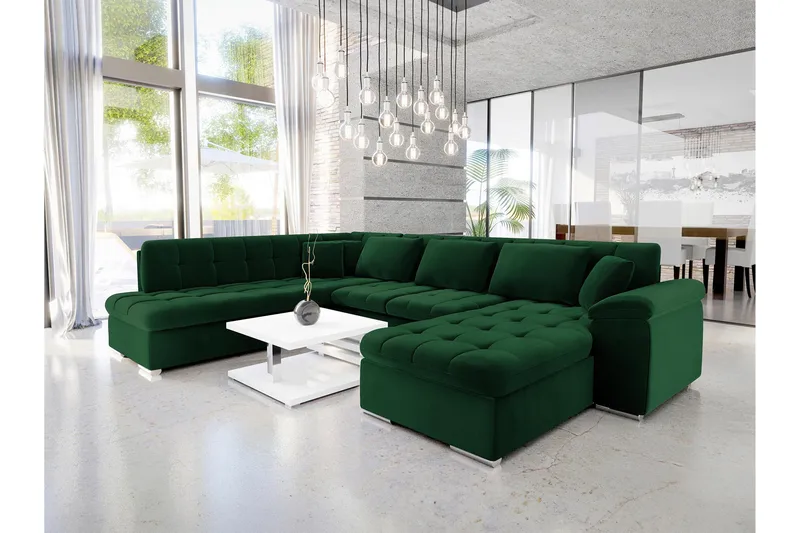 Dynir Bäddsoffa m. Divan och Schäslong 5-sits, Grön