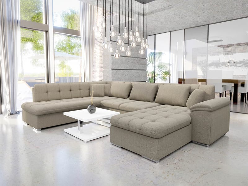 Dynir Bäddsoffa med Divan och Schäslong 5-sits - Beige - Möbler - Soffa - Bäddsoffa - Bäddsoffa divan