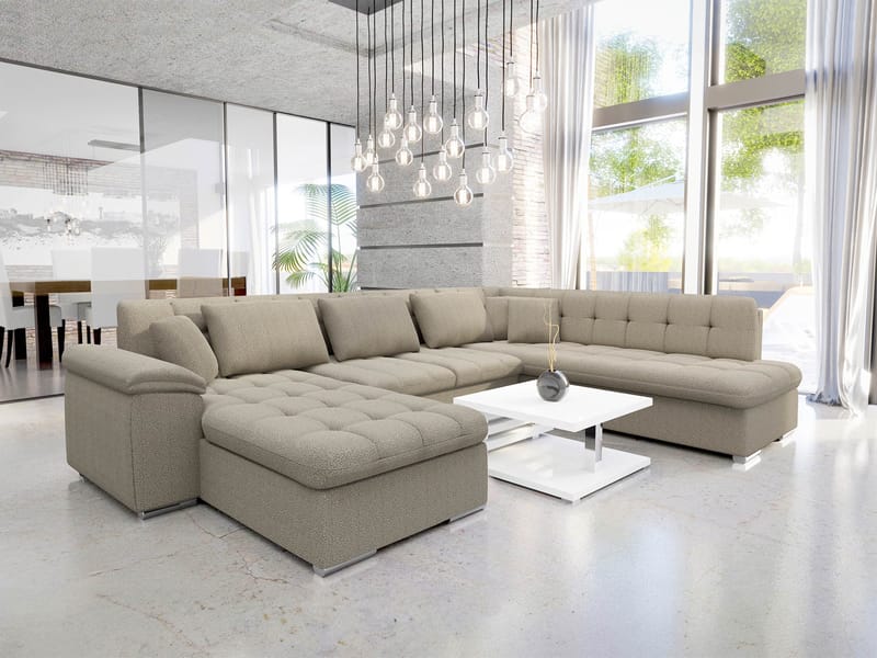 Dynir Bäddsoffa med Divan och Schäslong 5-sits - Beige - Möbler - Soffa - Bäddsoffa - Bäddsoffa divan
