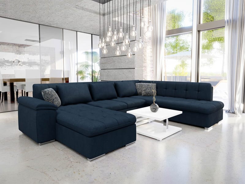 Dynir Bäddsoffa med Divan och Schäslong 5-sits - Blå - Möbler - Soffa - Bäddsoffa - Bäddsoffa divan