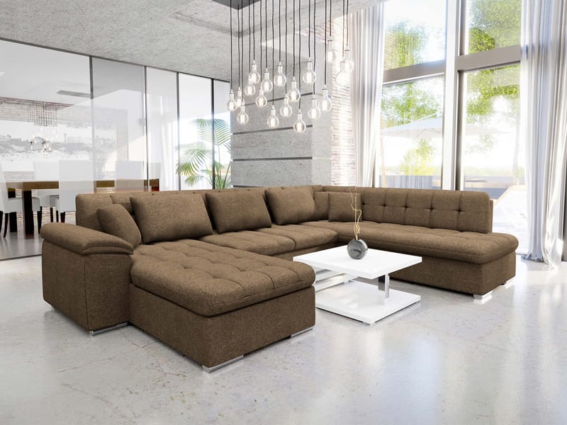 Dynir Bäddsoffa med Divan och Schäslong 5-sits - Brun - Möbler - Soffa - Bäddsoffa - Bäddsoffa divan