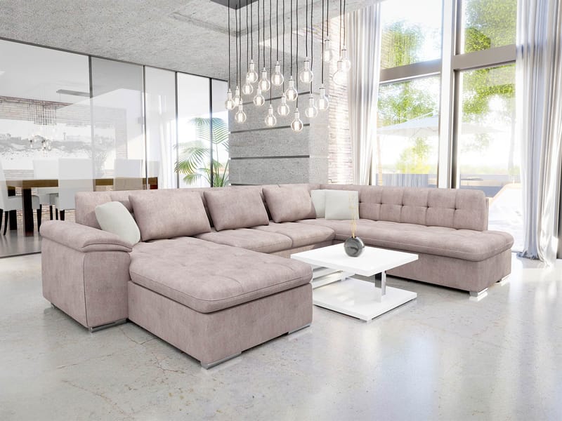 Dynir Bäddsoffa med Divan och Schäslong 5-sits - Rosa - Möbler - Soffa - Bäddsoffa - Bäddsoffa divan
