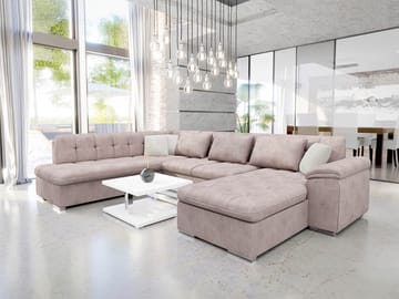 Dynir Bäddsoffa med Divan och Schäslong 5-sits - Rosa - Möbler - Soffa - Bäddsoffa - Bäddsoffa divan