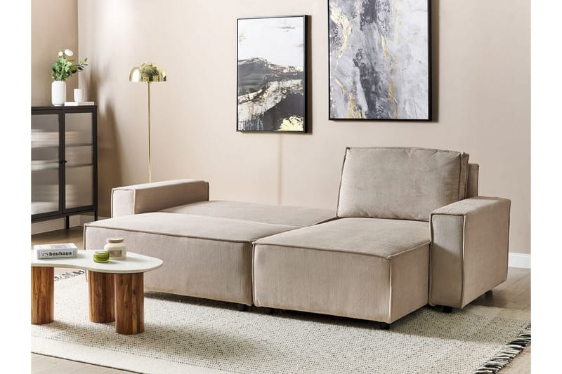Dyshawn Hörnbäddsoffa 2-sits - Beige/Svart - Möbler - Soffa - Bäddsoffa - Bäddsoffa divan